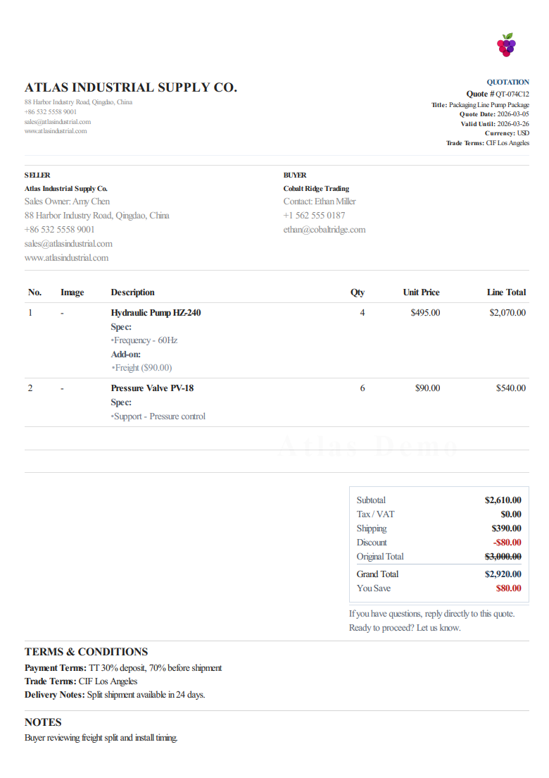 PDF quotation screenshot